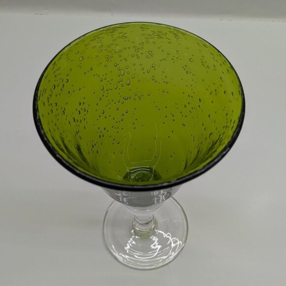 Artland Green Bubble Glass Wine Water Goblet With Clear Sturdy Base - Picture 6 of 11